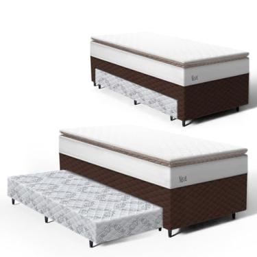 Imagem de Cama Box com Colchão de Molas Ensacadas Pillow Top Neve + Auxiliar de Espuma Unique Solteiro 88cm