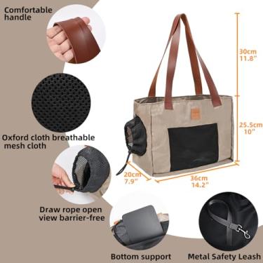 Imagem de Portátil portátil portador de gato Bolsa de ombro de carrinho de estimação portátil Bolsa de ombro de animais de estimação para cães pequenos e gatos Oxford Use resistente à (Azul escuro)