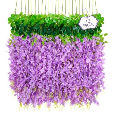 Imagem de Siyaluens Flores falsas para pendurar glicínias (12 peças, roxo)