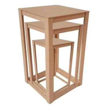 Imagem de Trio De Mesa Cubo Vazado Para Decoração de Festa Mdf Cru