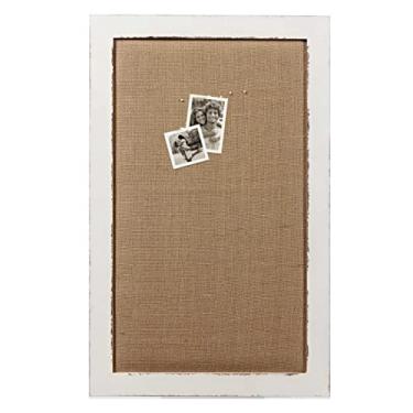 Imagem de Quadros de avisos de linho para paredes 45,7 x 73,4 cm, moldura de madeira, quadro branco decorativo de cortiça para escritório, casa, cozinha, quadro de visão de mensagens, quadro organizador de parede
