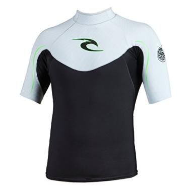 Imagem de Rip Curl Jaqueta masculina E-Bomb Pro manga curta (preto/prata/verde, pequeno)