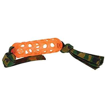 Imagem de Hero Brinquedo de cachorro de borracha macia com borlas de lona, enchimento com petiscos (bastão de petisco, laranja)