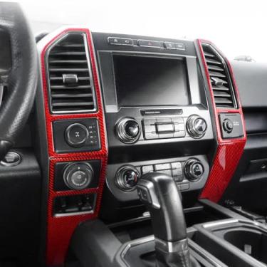 Imagem de BETTERHUMZ Acabamento de moldura de tomada de ar condicionado compatível com Ford F150 Raptor 2015-2020 Fibra de Carbono Painel Central AC Ventilação Adesivo Acessórios de ajuste (Vermelho)