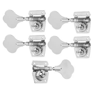 Imagem de DIAO79NI 4L1R Conjunto de afinadores de baixo vintage de engrenagem aberta para afinação de cabeça de máquina, mão esquerda e direita para substituição de baixo Jazz Precision P, cromado