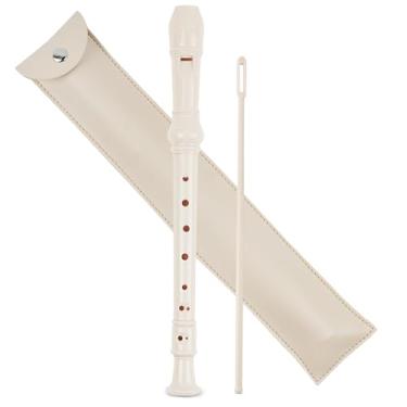 Imagem de LIZIMANDU Instrumento de gravador para crianças iniciantes e adultos, flauta de música com haste de limpeza e estojo de couro para entretenimento doméstico de estudantes escolares (2-Bege2)
