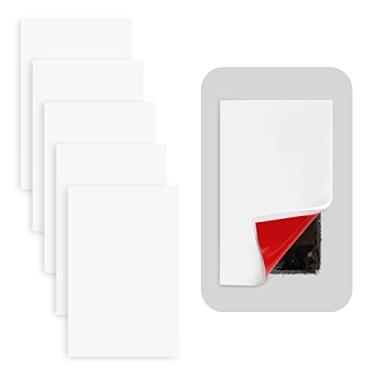 Imagem de Rubber Bond Placa de borracha autoadesiva para tomada de parede, pacote com 5 - fácil de aplicar, remendo para drywall - Capa de placa de parede sem parafuso de 12 x 7 cm - Capa de borracha para furo