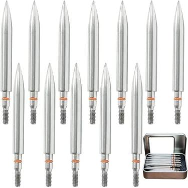 Imagem de Pontos alvo de tiro com arco 300 grãos, pontas de flecha, parafuso de aço inoxidável de 5/40.6 cm, pontas de campo de tiro com arco e pontas largas (1 dúzia de 12 peças)