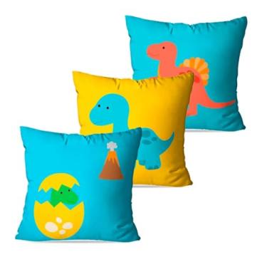 Imagem de Capa de Almofada Infantil Meninos Meninas kit de 4 Capas Decorativas 45cm x 45cm tecido Poliéster (Bebe Dinossauro)