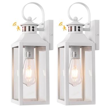Imagem de Yolsunes Pacote Com 2 Luzes Externas Sensor De Movimento 16" - Luminárias Brancas Para Montagem Em Parede, Arandelas Modernas, Grandes Casa, Lanternas Garagem