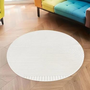 Imagem de Lacomfy Tapete de área de linha moderna, tapete redondo chique de 3,3 m, antiderrapante, tapete circular macio e lavável para sala de estar, sala de jantar, sala de jogos, cópia