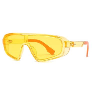 Imagem de Óculos de sol punk vintage, masculino e feminino, fashion, uma peça, óculos de sol femininos, retrô, marrom, óculos escuros, amarelo, tamanho único