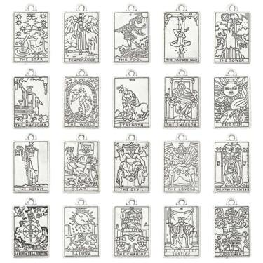Imagem de UR URLIFEHALL 40 peças, 20 estilos, pingentes de tarô tibetano, retângulo, amuleto, sol, berloques de tarô, prata antiga, para colar faça você mesmo, chaveiro, joias