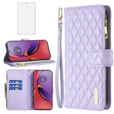 Imagem de Asuwish Capa de telefone para Motorola Moto G84 5G capa carteira com protetor de tela de vidro temperado e suporte de couro flip para cartão de crédito acessórios para celular TPU Kickstand Slim G 84