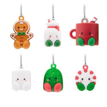 Imagem de Hallmark Mini enfeites de Natal Better Together, à prova de estilhaçamento, conjunto de 6, presentes de comida