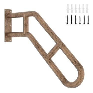 Imagem de Ironlux Trilhos de mão, corrimãos atualizados para ambientes externos de 1 a 3 degraus, corrimão de montagem na parede em forma de U dobrado de 68 cm, corrimão de escada de metal antigo com 2 barras