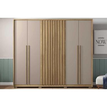 Imagem de Guarda Roupa Casal 6 Portas (2 Ripadas) e 6 Gavetas New Comodus Buriti/Fendi - Caemmun