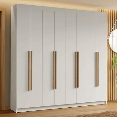 Imagem de Guarda-Roupa Casal 8 Portas Batentes Branco/Branco/Rustic Saturno Madesa