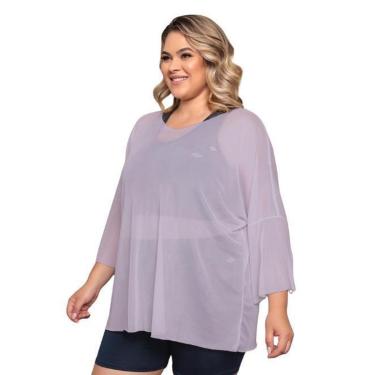 Imagem de Camiseta Blusão Tule Plus Size Fitness Casual-Feminino