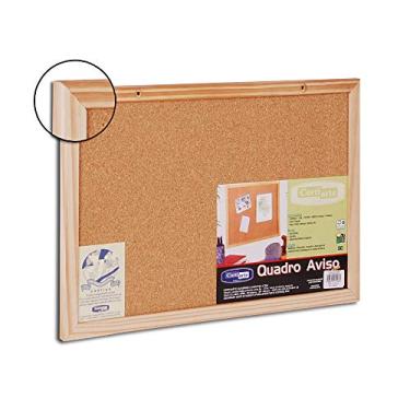 Imagem de QUADRO MURAL AVISOS CORTIÇA COM MOLDURA MADEIRA RECADOS FOTOS 45X30CM CORTIARTE