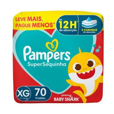 Imagem de Fralda Pampers Supersequinha Tamanho XG 70 Unidades Descartáveis Leve 