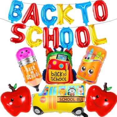 Imagem de Back to School Balloons Bus Apples Pencil Crayon Box Bag Balloons for Back To School Decorations Supplies First Day of Kindergarten Decorations