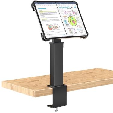 Imagem de AboveTEK Suporte de mesa para iPad, suporte ajustável para tablet com rotação de 360° e inclinação de 180°, serve para tablets de 9,7 a 13 polegadas, suporte de mesa antifurto para iPad, suporte de