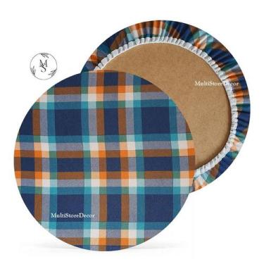 Imagem de KIT 04 Capa de Sousplat Xadrez Azul - 35 cm - Várias Cores e Estampas 