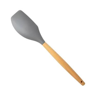 Imagem de Espátula Reta de Silicone Cabo de Madeira Cinza 31cm Coberturas Fechad