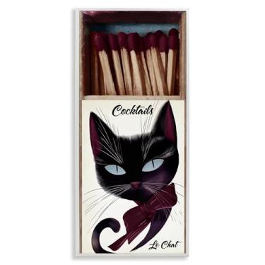 Imagem de Stupell Industries Design de arte giclée emoldurado branco retrô Cat Matchbox por Annabelle Hall, 76 x 33