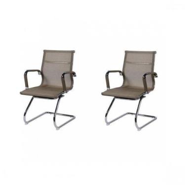 Imagem de Kit 2 Cadeiras Escritorio Interlocutor Esteirinha Tela Mesh 3303 - Ór 