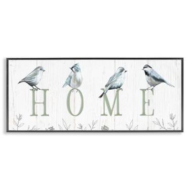 Imagem de Stupell Industries Pássaros empoleirados Home Letters Design de arte giclée emoldurado preto por Elizabeth Tyndall, 33 x 30