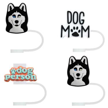 Imagem de STRACOUPI Husky Tampa de palha de silicone para copos Stanley, acessório decorativo reutilizável, pacote com 4