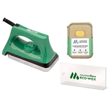 Imagem de mountainFLOW eco-Wax | Kit de cera circular verde | Esqui ecológico + cera de snowboard (todas as temperaturas) | Ferro de cera | Raspador de cera