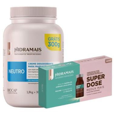 Imagem de Creme De Massagem Neutro 1.8kg + 300g grátis + 4un Superdose Redux Mai