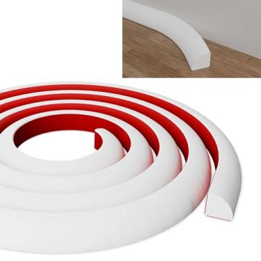 Imagem de Acabamento de borracha branca flexível de 3/4 polegadas, acabamento de borda dobrável autoadesivo, adequado para portas, janelas, banheiro, cozinha, bancadas e muito mais, branco