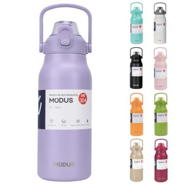 Imagem de Garrafa Térmica De Viagem Inox 1700ml Água Com Canudo, a Melhor Escolha para Presentes (Roxo)