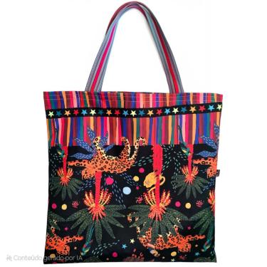 Imagem de Maxi Bolsa Feminina Sacola Ecobag DuRio Estampas Coloridas (Laranja, Tamanho único)