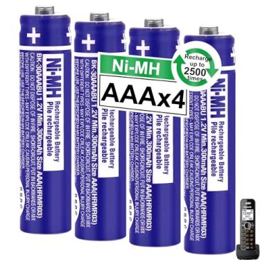 Imagem de OSIM Pacote com 4 pilhas recarregáveis BK-30AAABU Ni-MH AAA 300 mAh AAA Ni-MH 1,2 V para telefones sem fio Panasonic, controles remotos, eletrônicos
