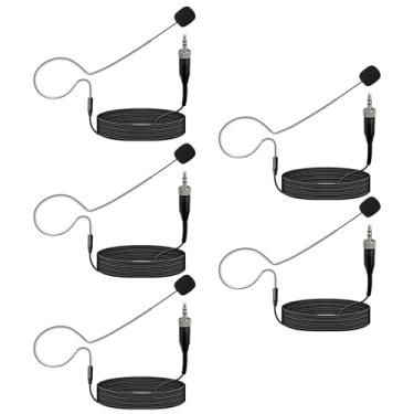 Imagem de Pacote com 5 fones de ouvido com gancho único, microfone de cabeça de bloqueio de parafuso de 3,5 mm, condensador omnidirecional para Sennheiser, trabalho para palestras, teatro, apresentações, preto
