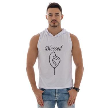 Imagem de Camiseta Regata Capuz Masculina Treino Academia Estampa Religiosa - Du