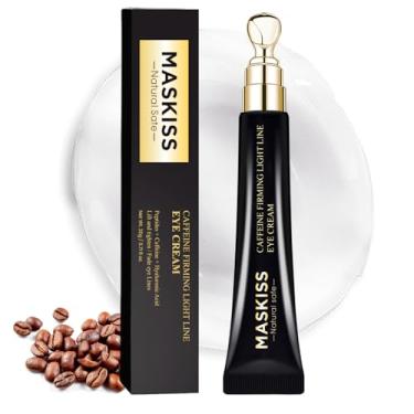 Imagem de Maskiss Creme para os olhos renovador da pele para olheiras e inchaço, fórmula antirrugas com peptídeos + cafeína, hidratante e firmador