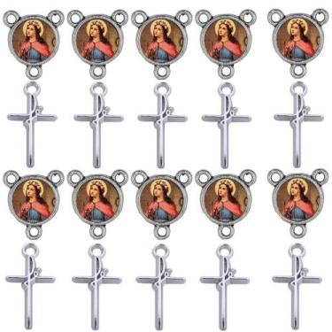 Imagem de Crucifixo + Entremeio Santa Filomena 40 Peças para terço - Tudo Em Met