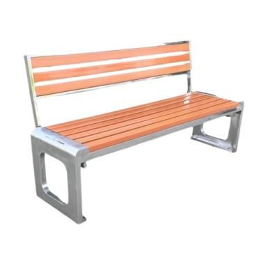 Imagem de YAYAOVP-24927 Banco externo para parque, banco duplo ao ar livre, cadeira de encosto de aço inoxidável, bancos de jardim e pátio