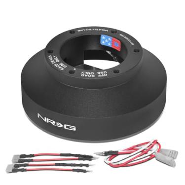 Imagem de NRG Innovations Cubo curto para volante estilo corrida, eixo de direção de alumínio bloqueável, unidade adaptadora de liberação rápida com padrão de parafuso de 6 x 70 mm, compatível com 97-12 Honda
