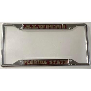 Imagem de Moldura de placa de licença Florida State, prata, suporte de etiqueta de carro FSU Seminoles, ex-alunos
