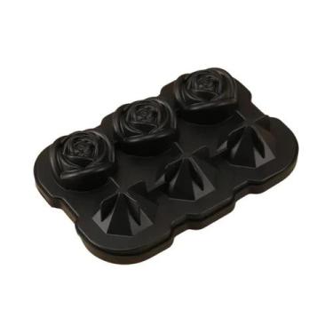 Imagem de Forma De Gelo De Silicone Com 6 Cavidades Em Forma De Rosa E Diamante 