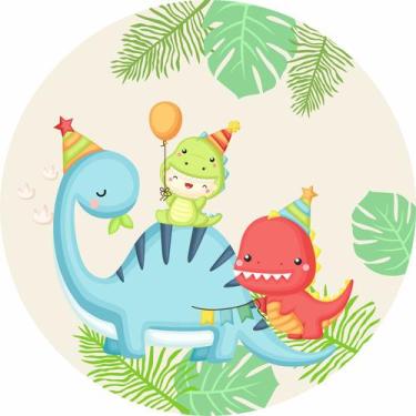 Imagem de Painel de Lona Redondo Dinossauro Baby Bagunça de Aniversário - Fabrik