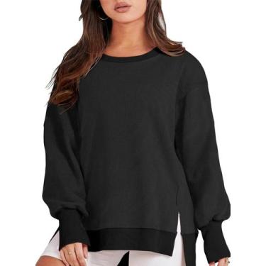 Imagem de Moletom feminino Eytino Plus Size com gola redonda e manga comprida pr