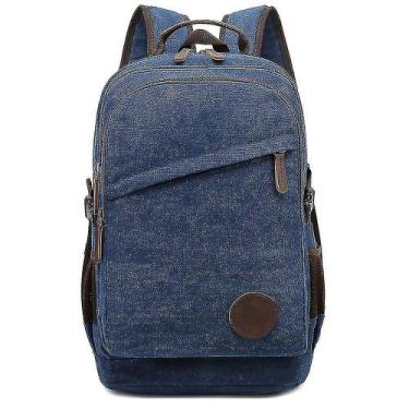 Imagem de Mochila masculina em lona, grande capacidade, ideal para lazer, azul -